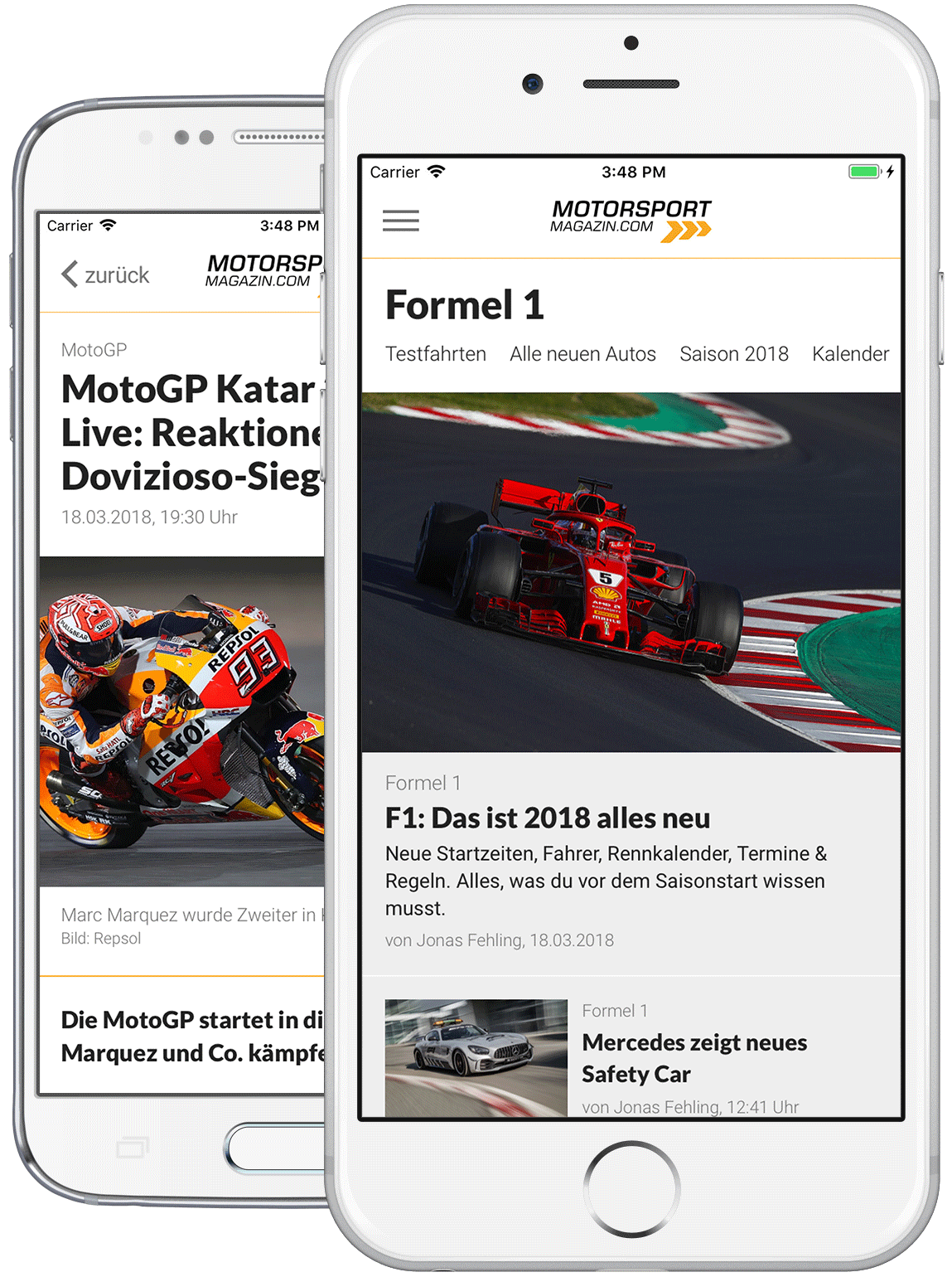 Kostenlose Motorsport App für iOS und Android